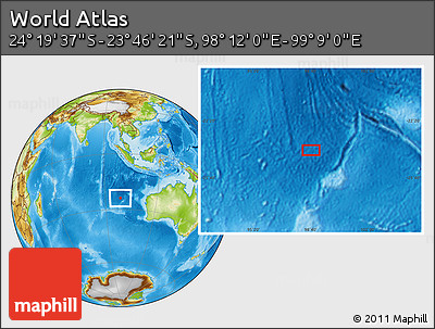 Physical Location Map of the Area around 24° 2' 59" S, 98° 40' 30" E