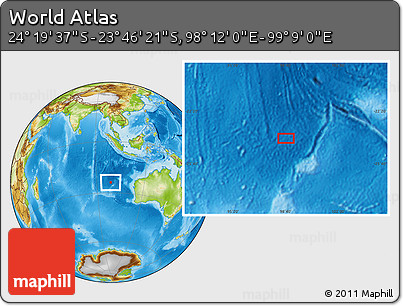 Physical Location Map of the Area around 24° 2' 59" S, 98° 40' 30" E