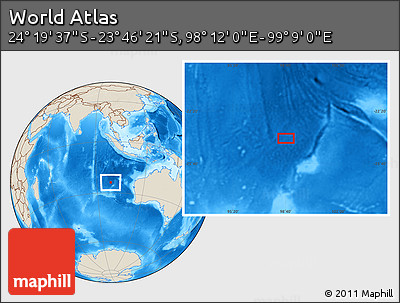 Shaded Relief Location Map of the Area around 24° 2' 59" S, 98° 40' 30" E