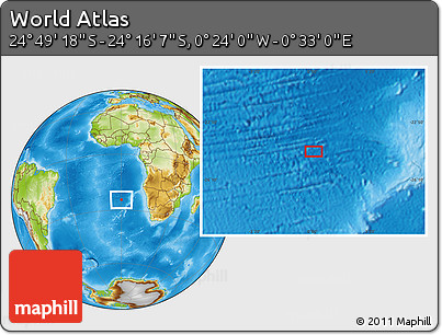 Physical Location Map of the Area around 24° 32' 42" S, 0° 4' 30" E