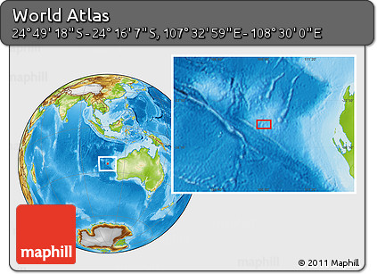 Physical Location Map of the Area around 24° 32' 42" S, 108° 1' 30" E