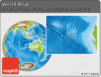 Physical Location Map of the Area around 24° 32' 42" S, 108° 1' 30" E