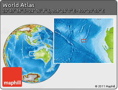 Physical Location Map of the Area around 24° 32' 42" S, 108° 52' 30" E