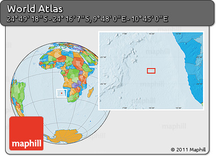 Political Location Map of the Area around 24° 32' 42" S, 10° 16' 30" E