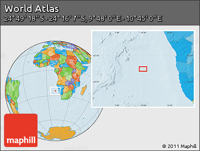 Political Location Map of the Area around 24° 32' 42" S, 10° 16' 30" E