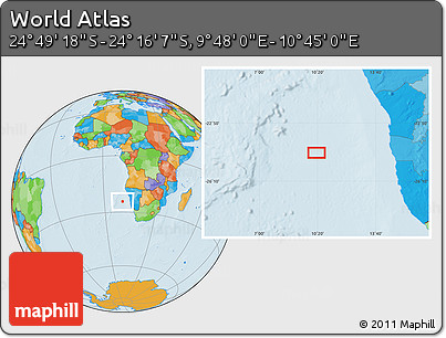 Political Location Map of the Area around 24° 32' 42" S, 10° 16' 30" E