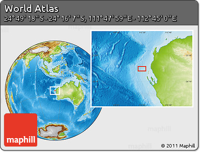 Physical Location Map of the Area around 24° 32' 42" S, 112° 16' 30" E