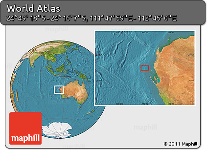 Satellite Location Map of the Area around 24° 32' 42" S, 112° 16' 30" E