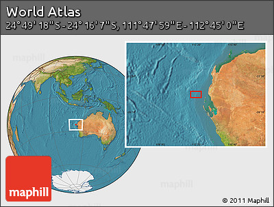 Satellite Location Map of the Area around 24° 32' 42" S, 112° 16' 30" E