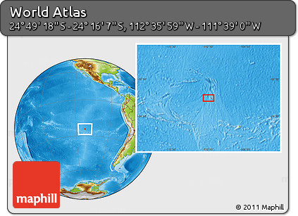 Physical Location Map of the Area around 24° 32' 42" S, 112° 7' 30" W
