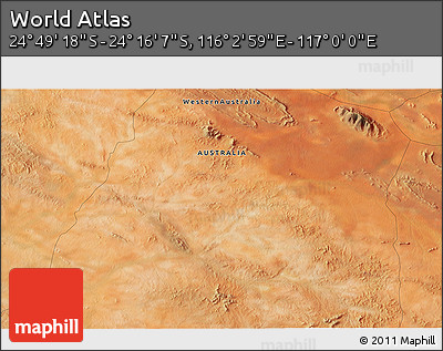 Satellite 3D Map of the Area around 24° 32' 42" S, 116° 31' 30" E