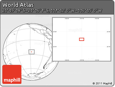 Blank Location Map of the Area around 24° 32' 42" S, 117° 13' 29" W