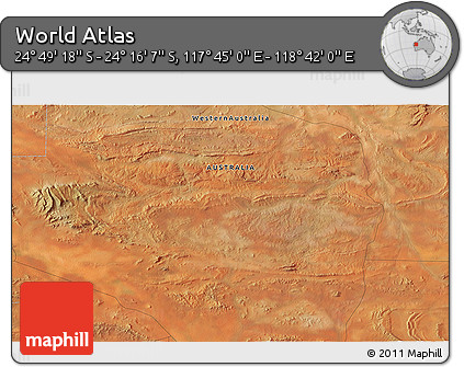 Satellite 3D Map of the Area around 24° 32' 42" S, 118° 13' 29" E