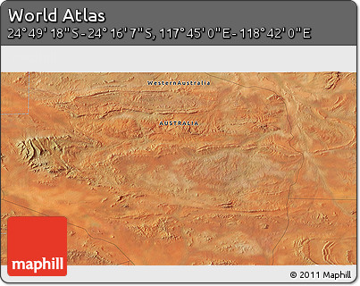 Satellite 3D Map of the Area around 24° 32' 42" S, 118° 13' 29" E