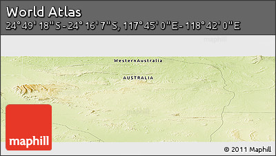 Physical Panoramic Map of the Area around 24° 32' 42" S, 118° 13' 29" E