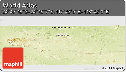 Physical Panoramic Map of the Area around 24° 32' 42" S, 118° 13' 29" E