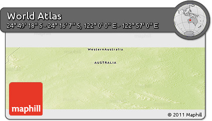 Physical Panoramic Map of the Area around 24° 32' 42" S, 122° 28' 29" E