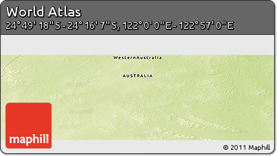 Physical Panoramic Map of the Area around 24° 32' 42" S, 122° 28' 29" E