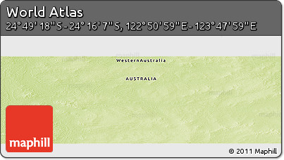 Physical Panoramic Map of the Area around 24° 32' 42" S, 123° 19' 29" E