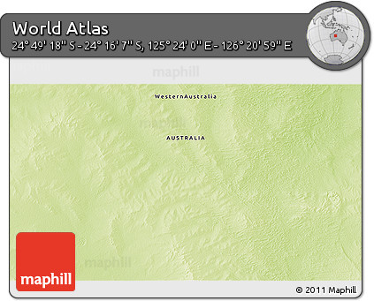Physical 3D Map of the Area around 24° 32' 42" S, 125° 52' 30" E