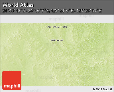 Physical 3D Map of the Area around 24° 32' 42" S, 125° 52' 30" E