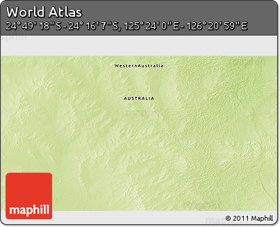 Physical 3D Map of the Area around 24° 32' 42" S, 125° 52' 30" E