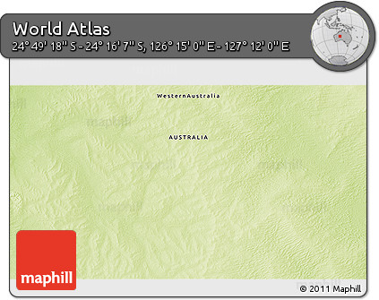 Physical 3D Map of the Area around 24° 32' 42" S, 126° 43' 29" E