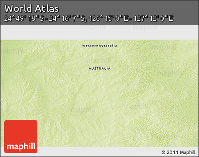 Physical 3D Map of the Area around 24° 32' 42" S, 126° 43' 29" E