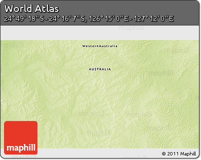 Physical 3D Map of the Area around 24° 32' 42" S, 126° 43' 29" E