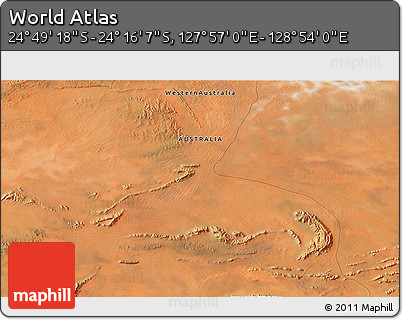 Satellite 3D Map of the Area around 24° 32' 42" S, 128° 25' 30" E