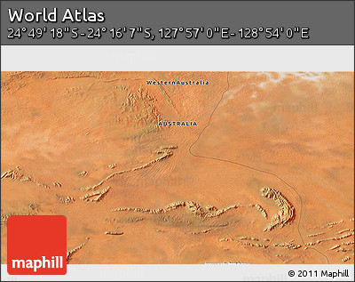 Satellite 3D Map of the Area around 24° 32' 42" S, 128° 25' 30" E