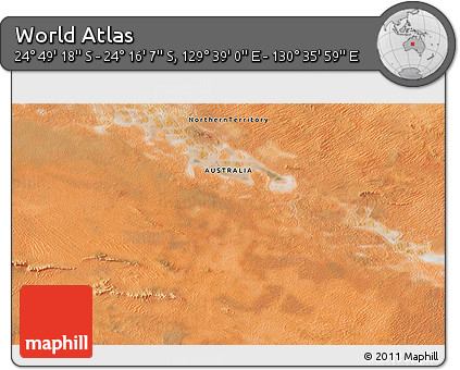 Satellite 3D Map of the Area around 24° 32' 42" S, 130° 7' 30" E