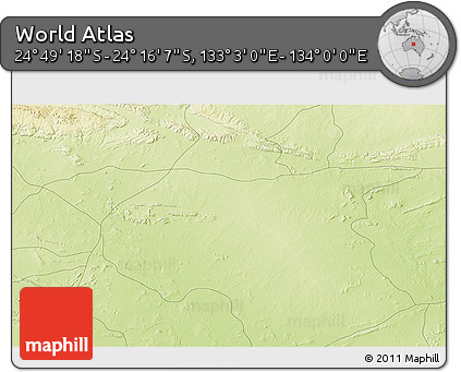 Physical 3D Map of the Area around 24° 32' 42" S, 133° 31' 30" E