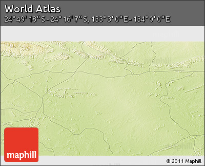 Physical 3D Map of the Area around 24° 32' 42" S, 133° 31' 30" E