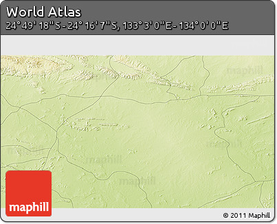 Physical 3D Map of the Area around 24° 32' 42" S, 133° 31' 30" E