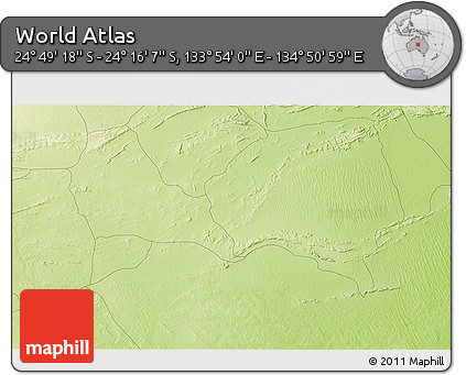 Physical 3D Map of the Area around 24° 32' 42" S, 134° 22' 30" E