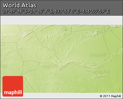 Physical 3D Map of the Area around 24° 32' 42" S, 134° 22' 30" E