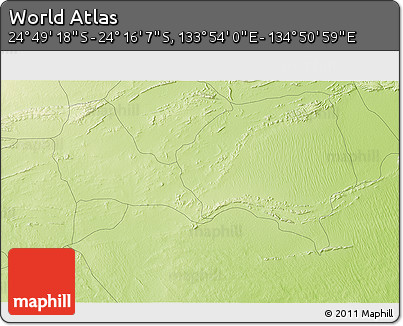 Physical 3D Map of the Area around 24° 32' 42" S, 134° 22' 30" E