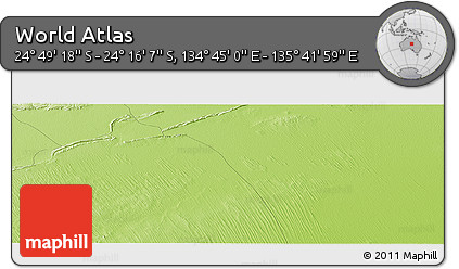 Physical Panoramic Map of the Area around 24° 32' 42" S, 135° 13' 29" E