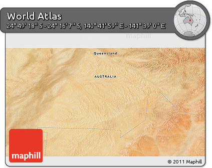 Satellite 3D Map of the Area around 24° 32' 42" S, 141° 10' 30" E