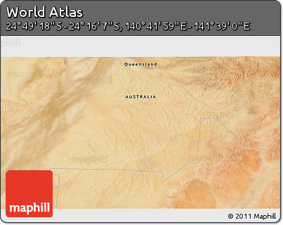 Satellite 3D Map of the Area around 24° 32' 42" S, 141° 10' 30" E
