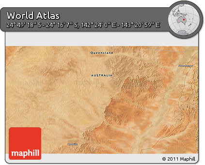 Satellite 3D Map of the Area around 24° 32' 42" S, 142° 52' 30" E