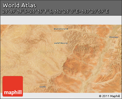Satellite 3D Map of the Area around 24° 32' 42" S, 142° 52' 30" E