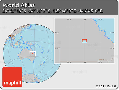 Gray Location Map of the Area around 24° 32' 42" S, 146° 16' 30" E