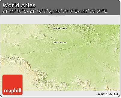 Physical 3D Map of the Area around 24° 32' 42" S, 147° 7' 30" E