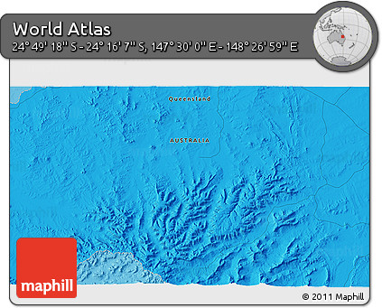 Political 3D Map of the Area around 24° 32' 42" S, 147° 58' 29" E