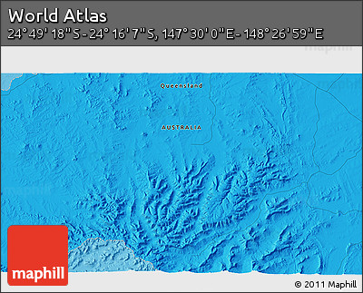 Political 3D Map of the Area around 24° 32' 42" S, 147° 58' 29" E