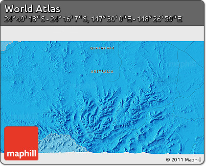 Political 3D Map of the Area around 24° 32' 42" S, 147° 58' 29" E