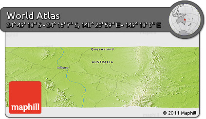 Physical Panoramic Map of the Area around 24° 32' 42" S, 148° 49' 29" E