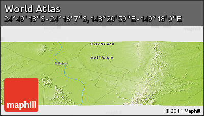 Physical Panoramic Map of the Area around 24° 32' 42" S, 148° 49' 29" E